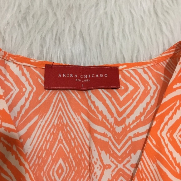 Akira Chicago geometric orange dress summer dress size small - Picture 5 of 7